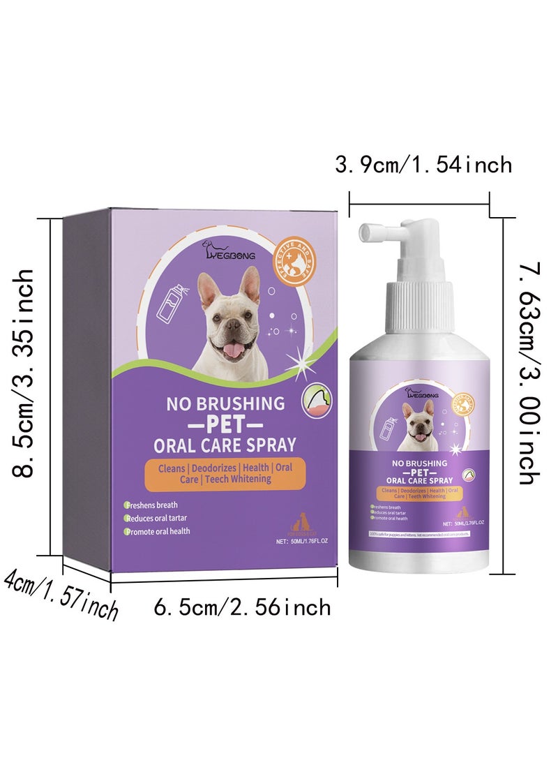 Dog and Cat Teeth Cleaning Spray Pet Breath Freshener Spray Care Cleaner Pet Oral Spray Teeth Cleaner Eliminate Bad Breath