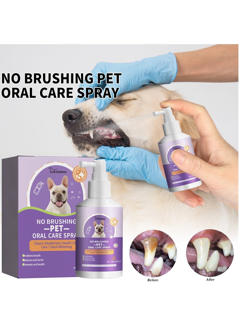 Dog and Cat Teeth Cleaning Spray Pet Breath Freshener Spray Care Cleaner Pet Oral Spray Teeth Cleaner Eliminate Bad Breath