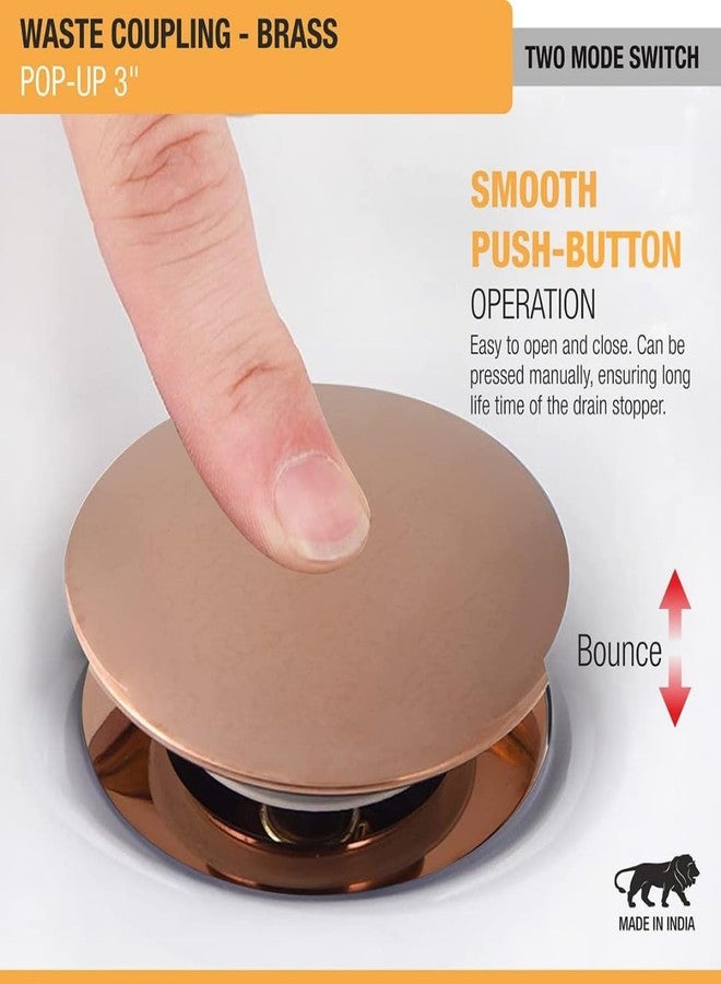 COSSIMO Stainless Steel 3"Inch Rose Gold Pop-up Waste Coupling for Wash Basin | 32 MM Full Thread Waste Coupling For Basin (Pack of 1) - Image 3