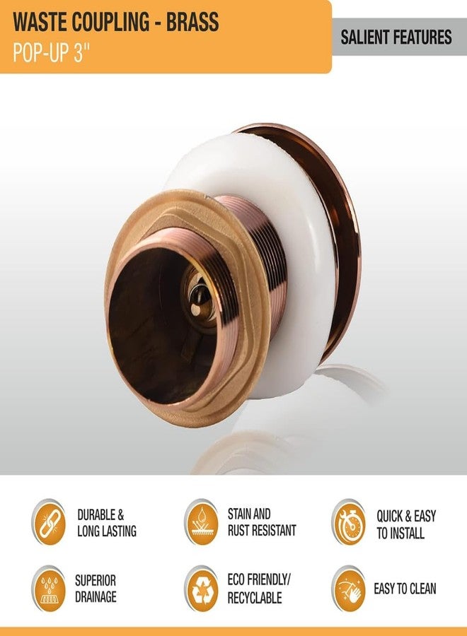 COSSIMO Stainless Steel 3"Inch Rose Gold Pop-up Waste Coupling for Wash Basin | 32 MM Full Thread Waste Coupling For Basin (Pack of 1) - Image 5