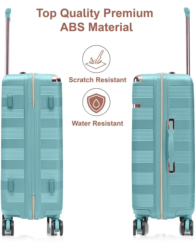 SENATOR Light Green Hard Case Trolley Luggage Set For Unisex ABS Lightweight 4 Double Wheeled Suitcase With Built In TSA Type lock A5125 Set Of 4 Light Green  | Best Price UAE