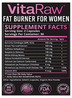 VitaRaw Fat Burner for Women 60 Capsules  - Image 2