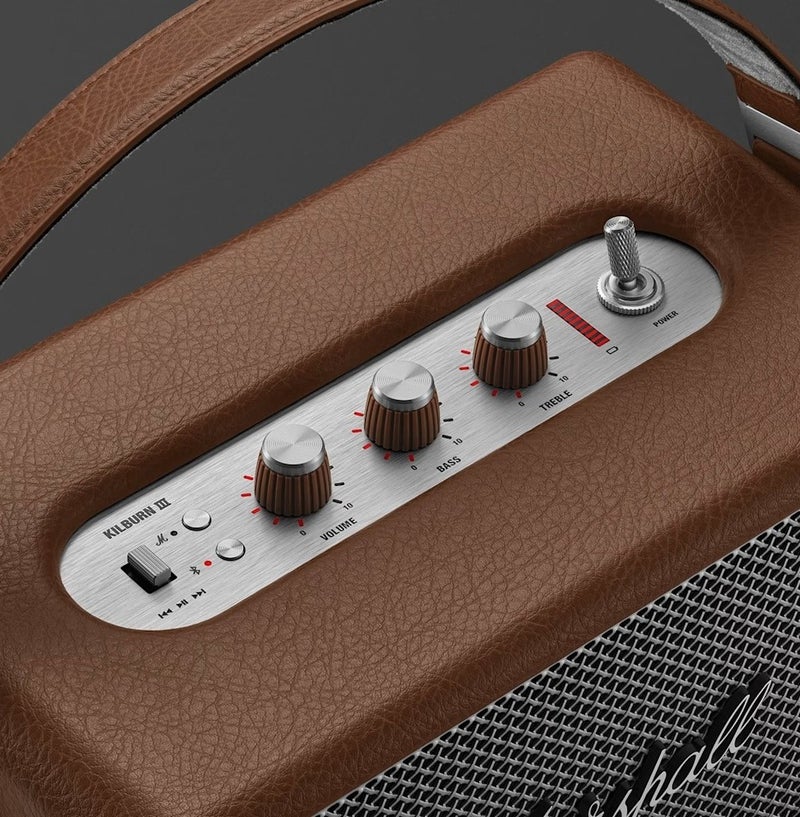 Marshall Kilburn III Portable Bluetooth Speaker, 50+ Hours Battery Life, 360° Sound, IP54 Water & Dust Resistance, Vintage Design, USB-C Charging - Brown - Image 2