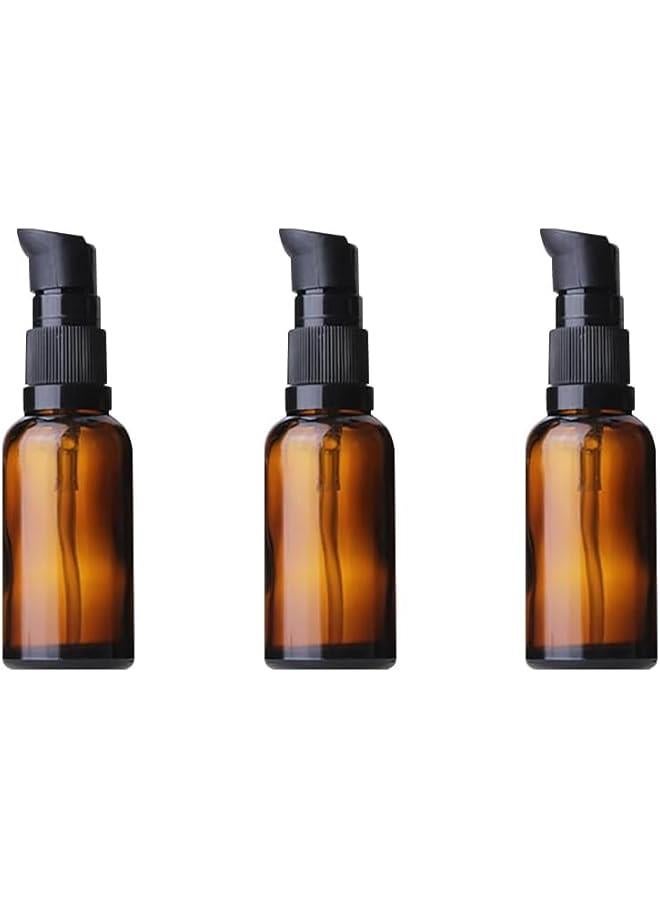 بيوينتي زجاجات مضخة لوشن زجاجية كهرمانية من يلا جوي - 3 عبوات 100 مل قابلة لاعادة الملء بحجم مناسب للسفر بتصميم مانع للتسرب، حماية من الاشعة فوق البنفسجية وموزع صابون صغير محمول لمستحضرات التجميل ومستحضرات - Image 1