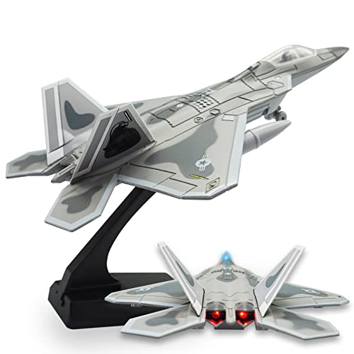 OTONOPI Fighter Jet Toy F-22 Raptor Fighter Bomber Aircraft Diecast Army Fighting Jet 1/100 Airplanes Model with Lights and Sounds for Kids - Image 1