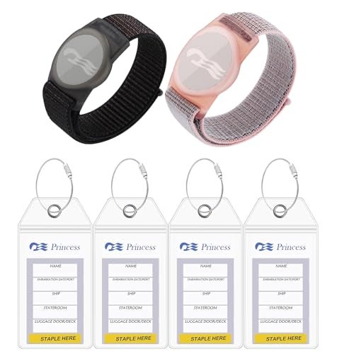 Orisell 2 Packs Princess Cruise Medallion Holder Compatible for Princess Cruise Medallion，4 Pack Cruise Luggage Tag Holder for Princess Cruise Ships (Black-Pink) - Image 1
