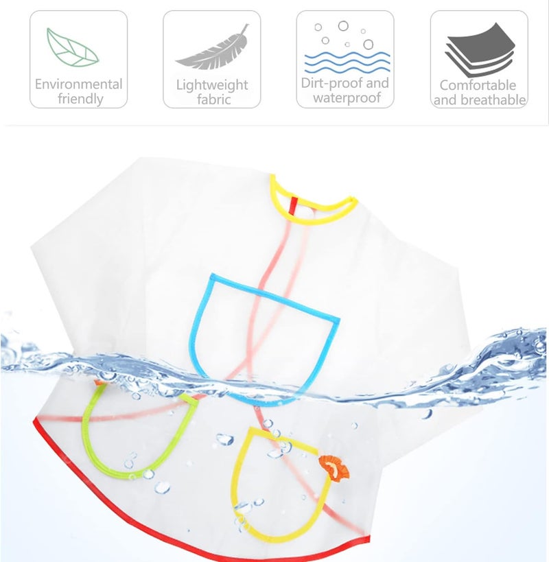 Kids Transparent Painting Apron with Pockets - Waterproof Long-sleeved Smock (2 Pcs) - Image 4