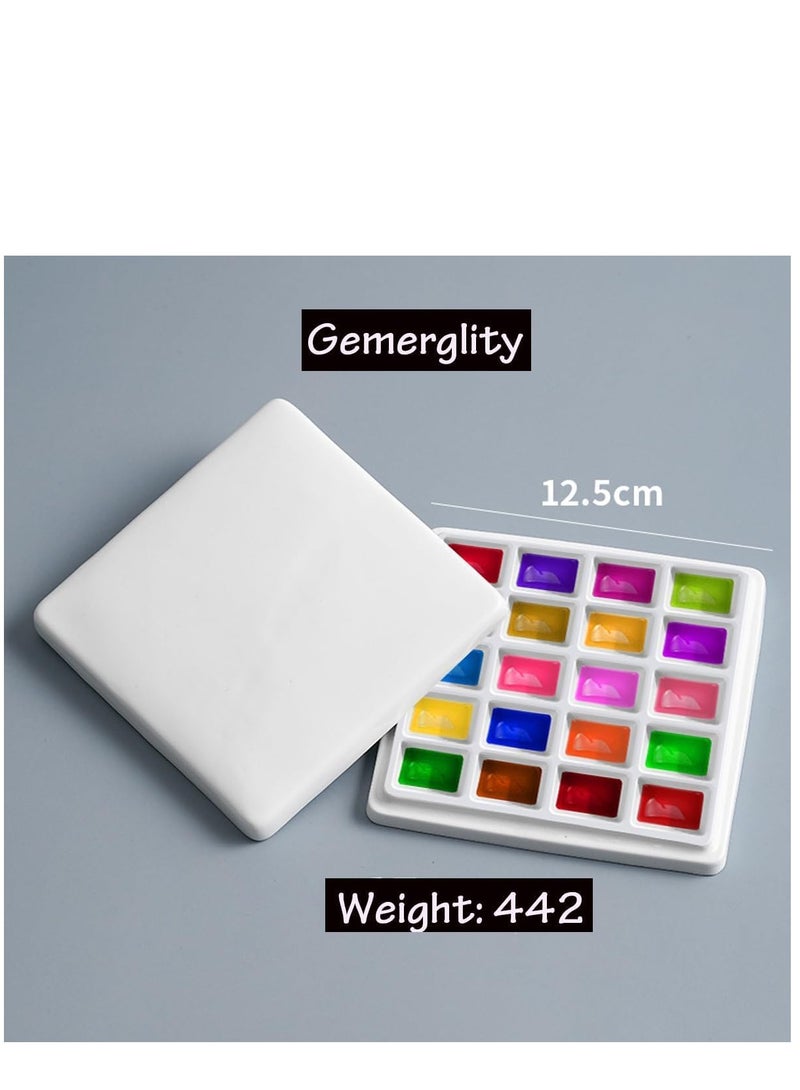 KASTWAVE 20 Wells Porcelain Paint Palette with Cover Ceramic Palette Mixing Tray for Painting Watercolor Gouache Color Mixing Painting Palette Hobby and Crafts - Image 4