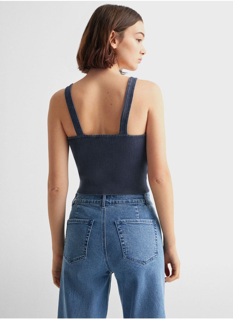 MANGO - Youth Strappy Knitted Top - Image 1