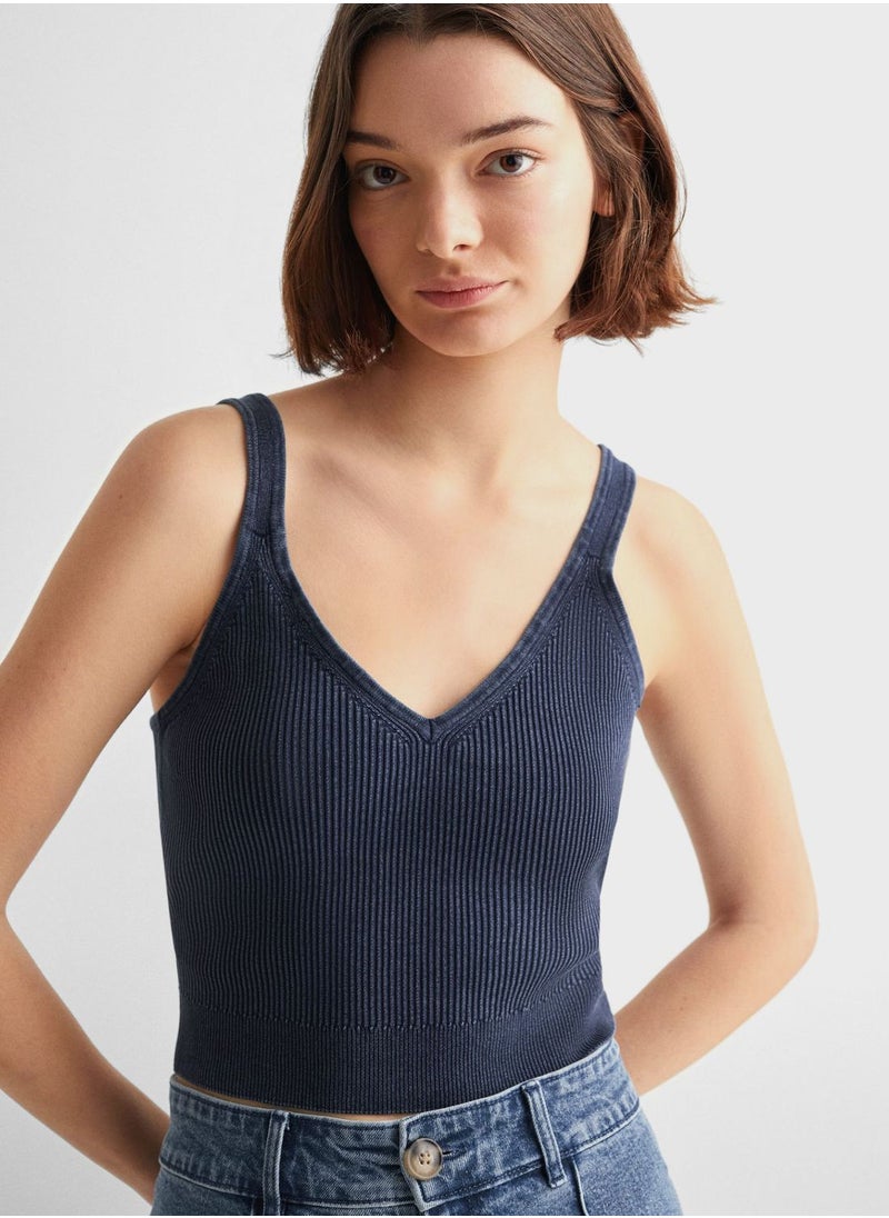 MANGO - Youth Strappy Knitted Top - Image 1