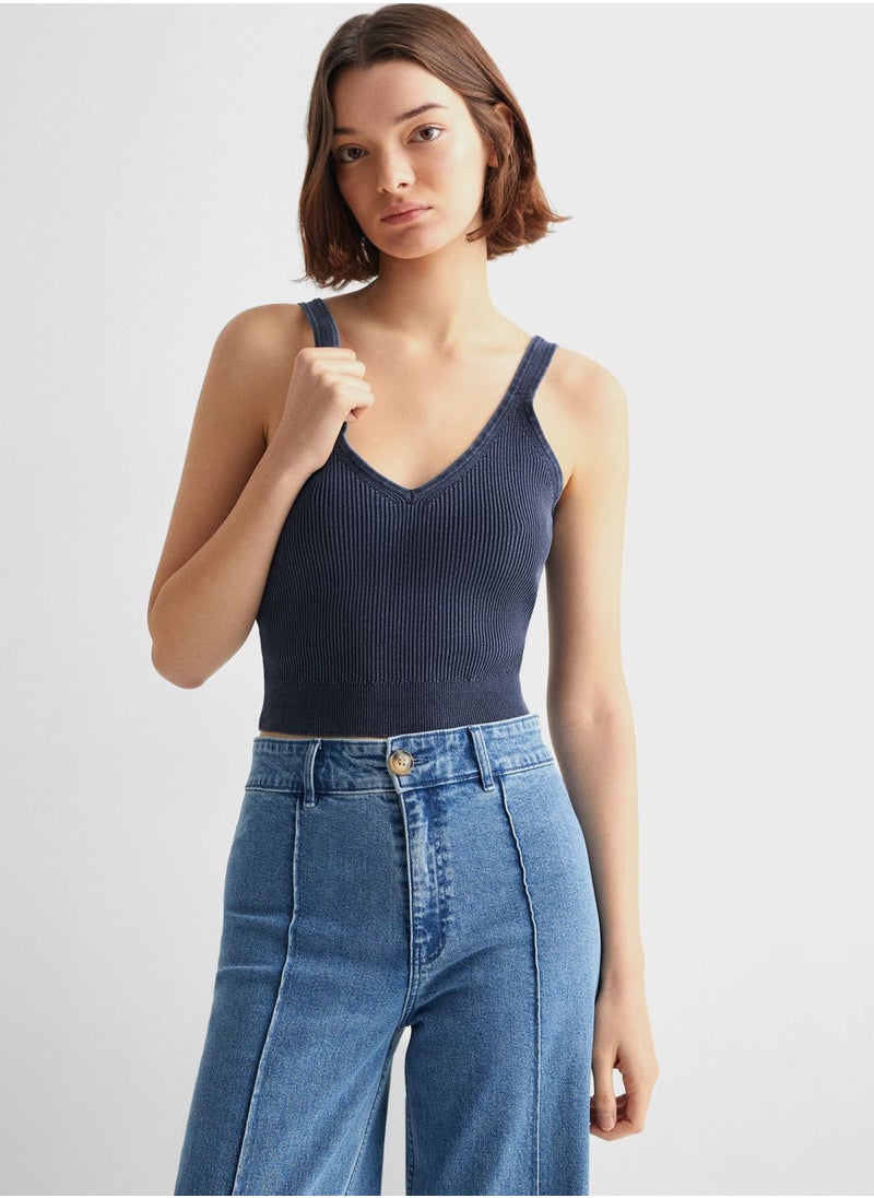 MANGO - Youth Strappy Knitted Top - Image 1