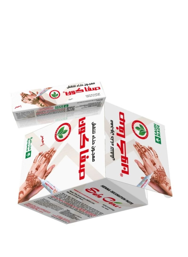 Safa Henna paste, engraving and decorating the body, contains 12 pieces in red color