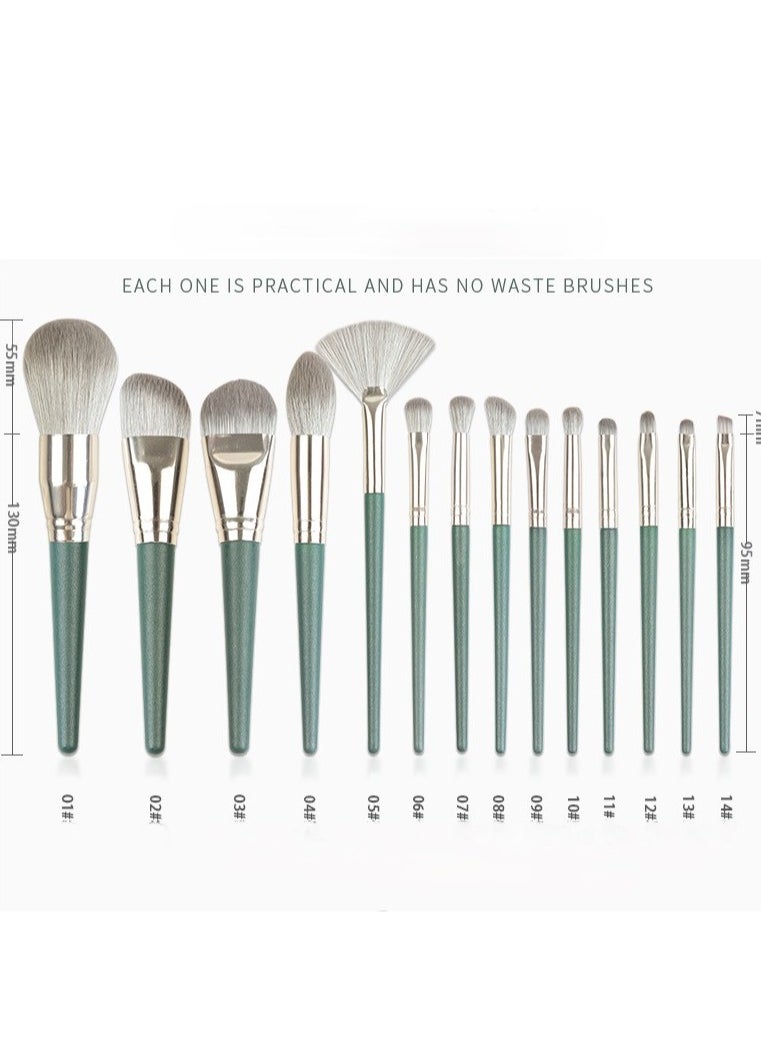 Generic 14-Piece Makeup Brush Set, Soft Bristle Blush and Eyeshadow Brushes, Portable Full Set Beauty Tools Gift  - Image 1