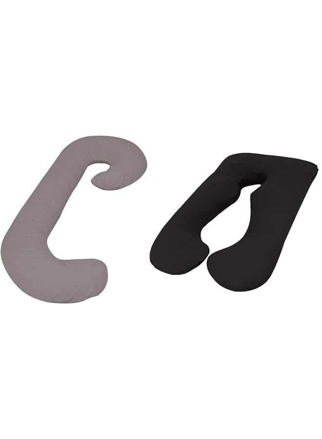 إيروريكس وسادة مريحة للحمل والأمومة على شكل حرف C باللون الرمادي مع وسادة مريحة للحمل والأمومة على شكل حرف U باللون الأسود