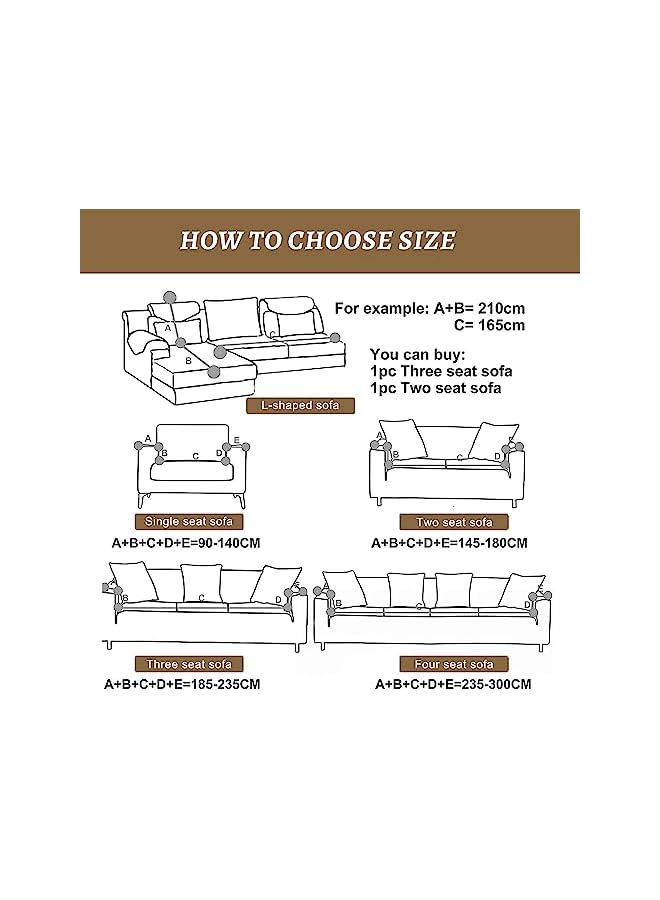The Bros Stretch Sofa Slipcover, Elastic Fabric Fashion Printed Waterproof Armchair Loveseat Couch Living Room Sofa Covers Pet Protector Mat Cushion Cover with 1 Pillowcase(Beige, 3 seater, 74" - 90") - Image 4