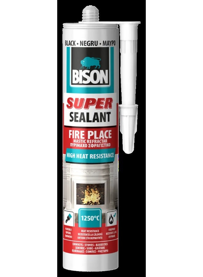 Bison Fire Place Sealant – High Temperature Resistant Silicone – 530g Cartridge – Heatproof Sealant for Fireplaces, Stoves & Chimneys - Image 1