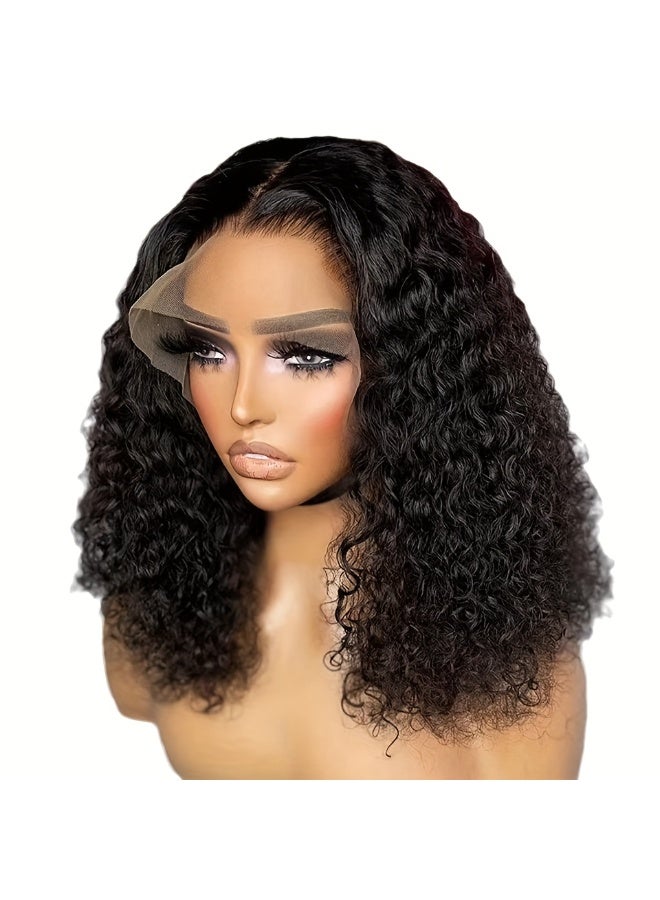 قبعة شعر مستعار أفريقية مجعدة/ضفائر كثيفة سوداء مقاس 16 بوصة - شعر مستعار أفريقي مجعد، جبهة دانتيل 13x4 مم، للجنسين، تناسب الضفائر المتشابكة/الضفائر الضيقة، لا حاجة للخياطة. - Image 2