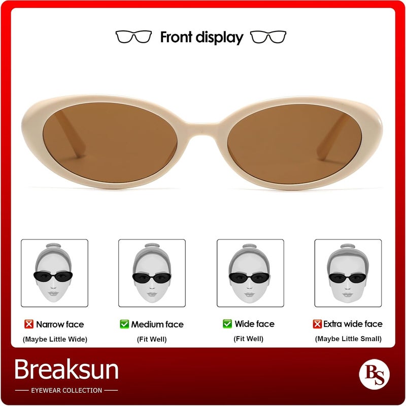 Breaksun Retro Oval Sunglasses for Women Men Fashion Small Oval Sunglasses 90s Vintage Shades - Image 3