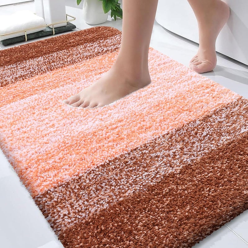 OLANLY Bathroom Rugs Mat 30x20, Extra Soft Absorbent Microfiber Bath Rugs, Rubber Backing, Quick Dry, Machine Washable Bath Mats for Bathroom Floor, Tub and Shower, Home Decor Accessories, Orange - Image 1