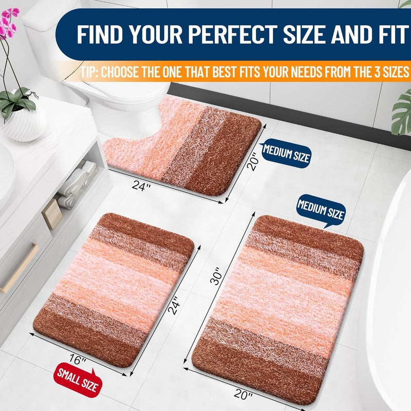 OLANLY Bathroom Rugs Mat 30x20, Extra Soft Absorbent Microfiber Bath Rugs, Rubber Backing, Quick Dry, Machine Washable Bath Mats for Bathroom Floor, Tub and Shower, Home Decor Accessories, Orange - Image 2