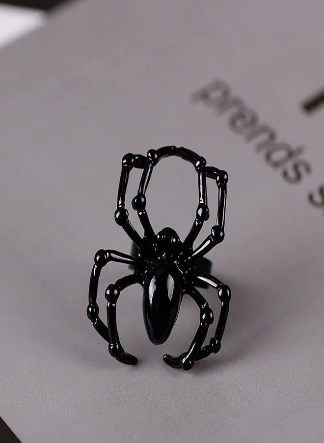 yfstyle Halloween Costumes Choker Necklace Earrings Ring Set Halloween Funny Spider Earrings Black Choker with Spider Charm Vintage Cool Ring Cosplay Accessories Goth Jewelry Sets for Women Spider - Image 5