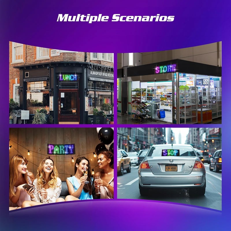 Epoium Programmable Led Sign 15x4 Premade Animations Customizable Text Led Car Sign Bluetooth APP Control Scrolling LED Sign CustomGraffiti Flexible Led Matrix Panel for Car Store Hotel Holiday - Image 3