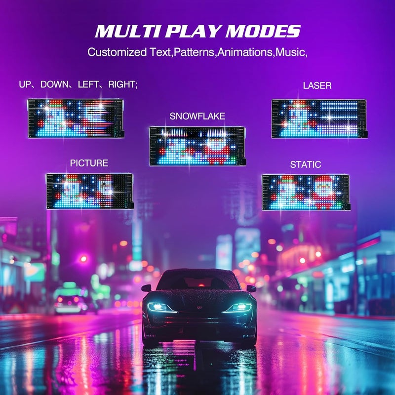 Epoium Programmable Led Sign 15x4 Premade Animations Customizable Text Led Car Sign Bluetooth APP Control Scrolling LED Sign CustomGraffiti Flexible Led Matrix Panel for Car Store Hotel Holiday - Image 2