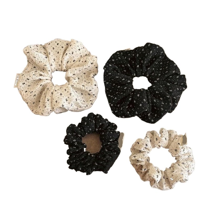4PCS Simple Broken Flower Big Circle Niche Hobbies Head Hair Rope Durable Ponytail Temperament