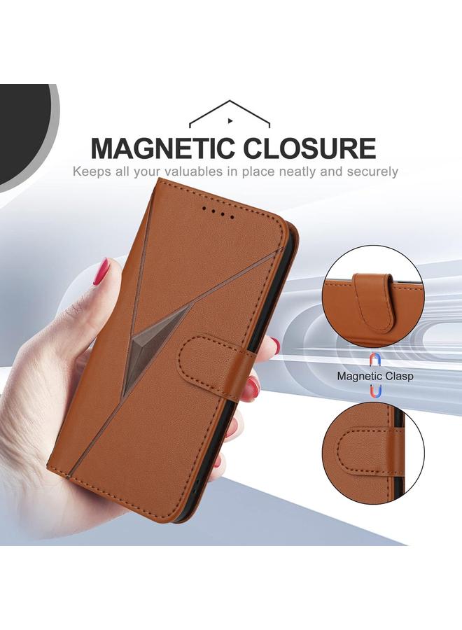 اس-توب جراب لهاتف Samsung Galaxy M13 الهند / F13 جراب هاتف جلدي بنمط مثلث ومشبك - Image 5