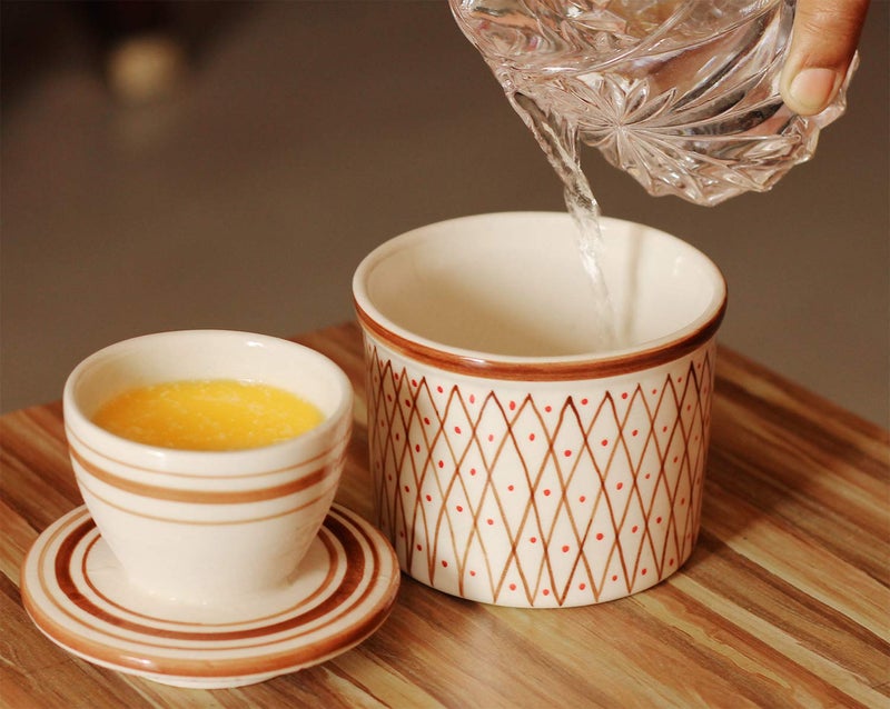 AB Handicrafts abhandicrafts Butter Dish Red White Color Ceramic Butter Keeper Crock with Water Butter Keeper No More Hard Butter Perfect Spreadable Without Fridge Dishwasher Safe  - Image 4