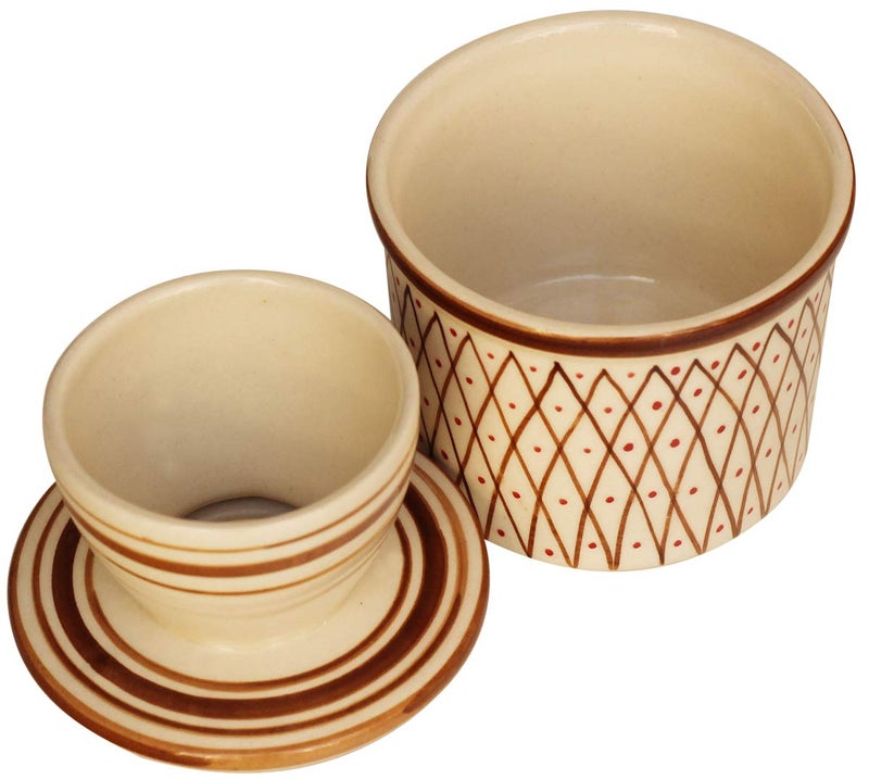 AB Handicrafts abhandicrafts Butter Dish Red White Color Ceramic Butter Keeper Crock with Water Butter Keeper No More Hard Butter Perfect Spreadable Without Fridge Dishwasher Safe  - Image 2