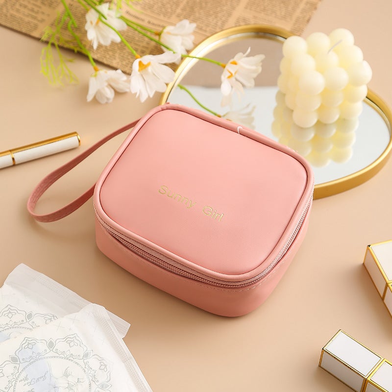 Beilian sanitary napkin storage bag high-value small size portable lipstick storage bag travel aunt towel storage bag wholesale Pink