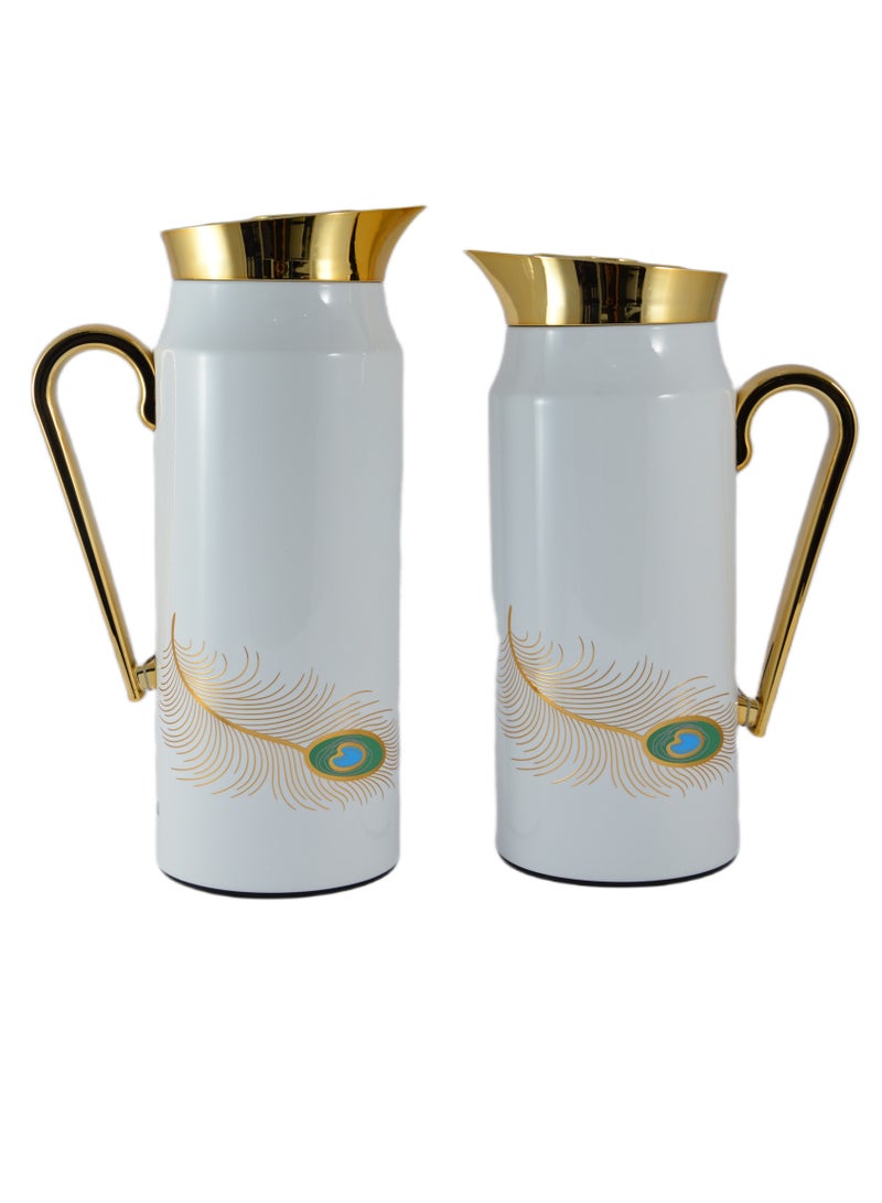 Home Maker 2-Piece Thermal Flask Set – 0.75L & 1L – Stainless Steel Exterior with Inner Glass Insulation - Image 2