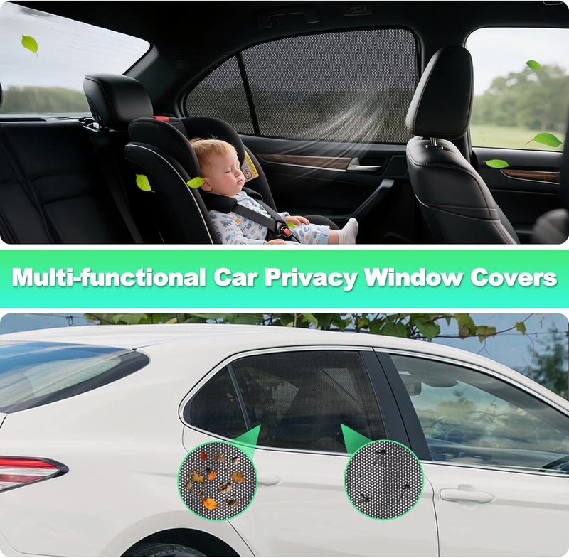ظلال نوافذ السيارة لطراز Camry 2018-2024 - ظل النافذة الجانبية الخلفية للطفل، شبكة قابلة للتنفس تغطي خصوصية السيارة، حماية من الأشعة فوق البنفسجية وعزل حراري للرحلات البرية، القيلولة، التخييم (قطعتان) - Image 3