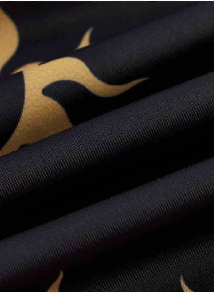 Shein Swim  Women's Sun Graphic 3-Layer Drawstring Printed Mesh Coverup One Piece - Image 3