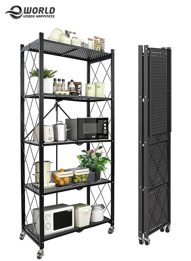 Eworld 5 Tier folding Home Entryway Furniture Shelf Multipurpose Shoe and Clothes Rack Storage Organiser.  - Image 1