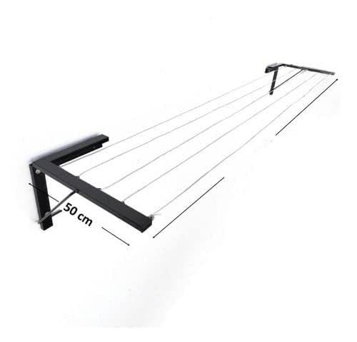 GLITZ® Foldable Wall Mount Cloth Drying Stand | Space Saving Collapsible Metal Drying Rack for Dresses Balcony & Indoor Use | Wall Mounted Clothes Dryer Stand with Free Clothesline (Black) - Image 3