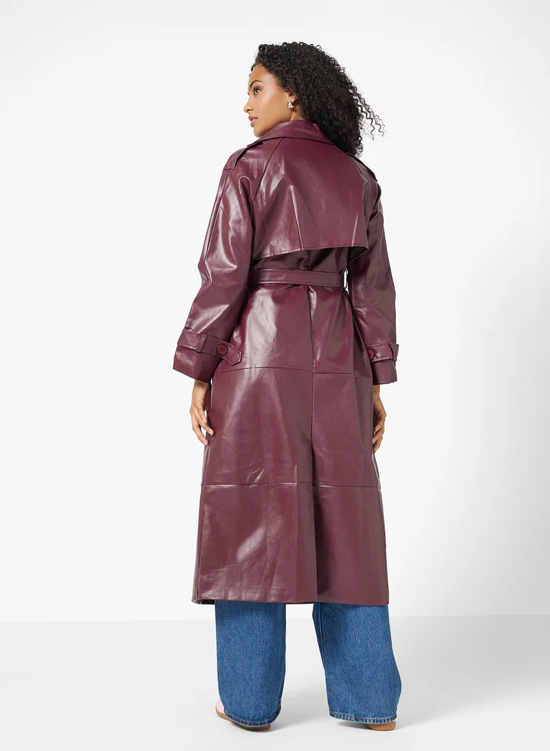 Ginger Oversize PU Leather Trench Coat