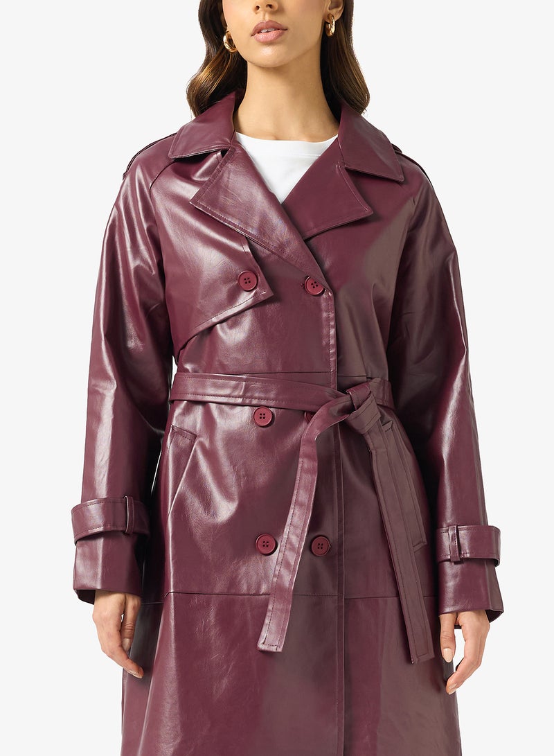 Ginger Oversize PU Leather Trench Coat - Image 3