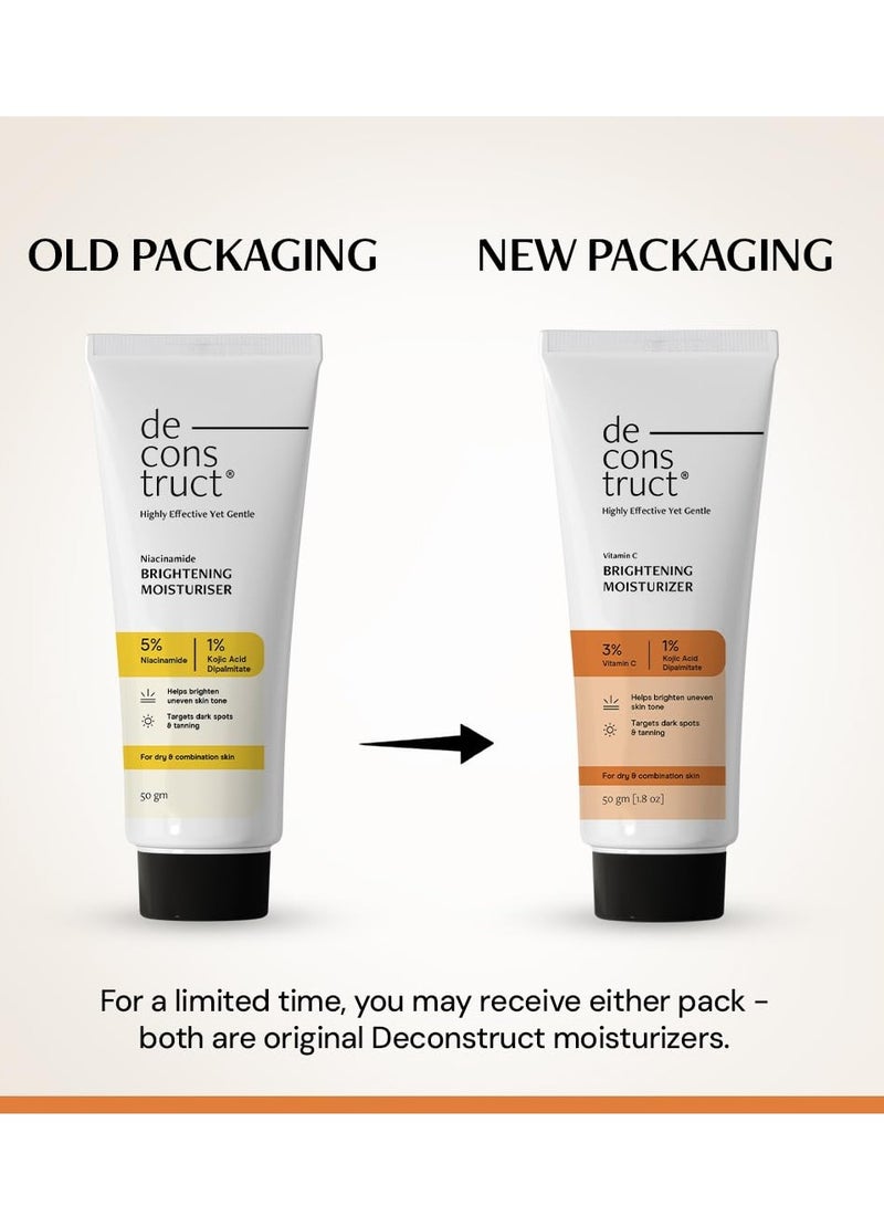 Deconstruct Niacinamide Brightening Face Moisturizer|  1% Kojic Acid + 3% Vitamin C | For Dark Spots And Uneven Skin Tone | Brightens & Hydrates | 50 Gm - Image 2