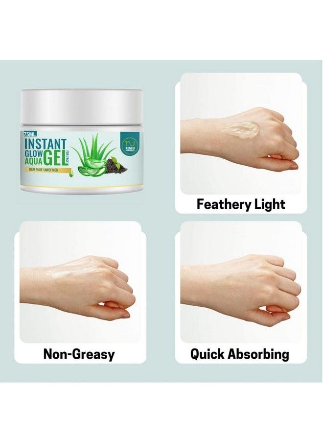 RENEU HERBALS - Oil Free Gel Moisturizer For Face With Aloe Vera & Green Tea Extract For Dry & Dull Skin I Aqua Glow Moisturizer ; Hydration And Glow Gel For All Skin Types (75 Ml) - Image 1