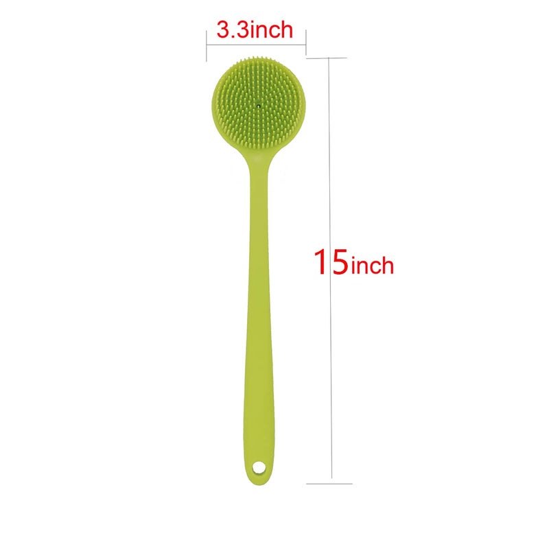 DNC Soft Silicone Back Scrubber Shower Softening Bath Body Brush with Long Handle, BPA-Free, Hypoallergenic, Eco-Friendly (Green) - Image 5