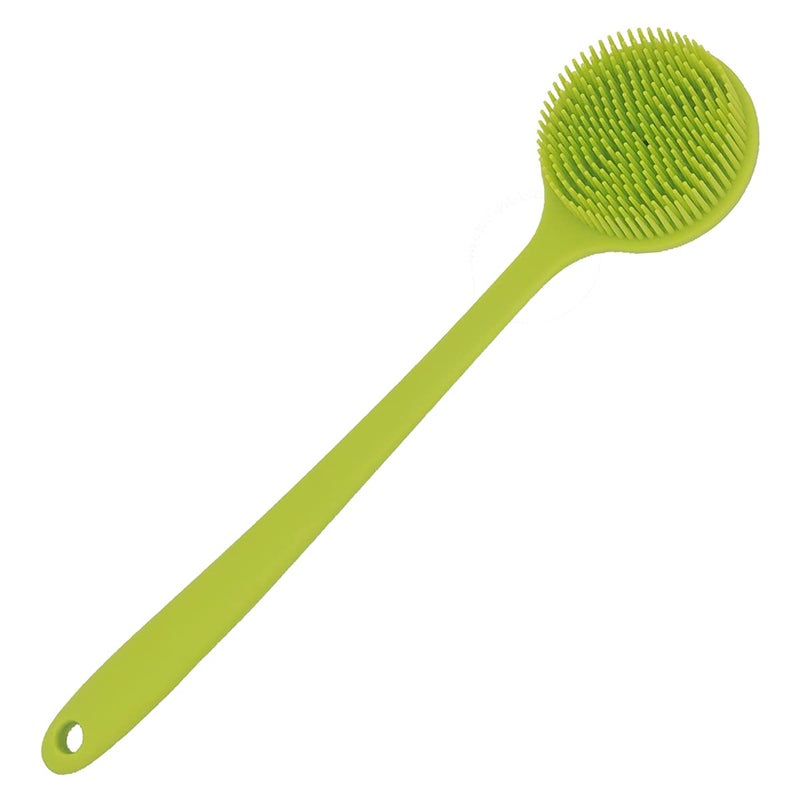 DNC Soft Silicone Back Scrubber Shower Softening Bath Body Brush with Long Handle, BPA-Free, Hypoallergenic, Eco-Friendly (Green) - Image 1