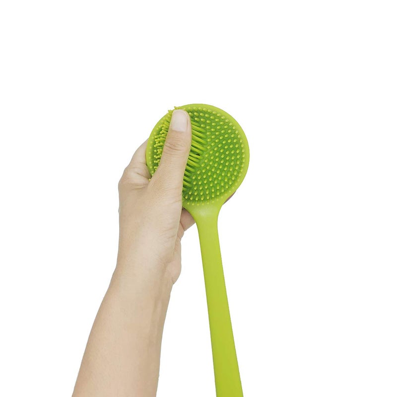 DNC Soft Silicone Back Scrubber Shower Softening Bath Body Brush with Long Handle, BPA-Free, Hypoallergenic, Eco-Friendly (Green) - Image 3