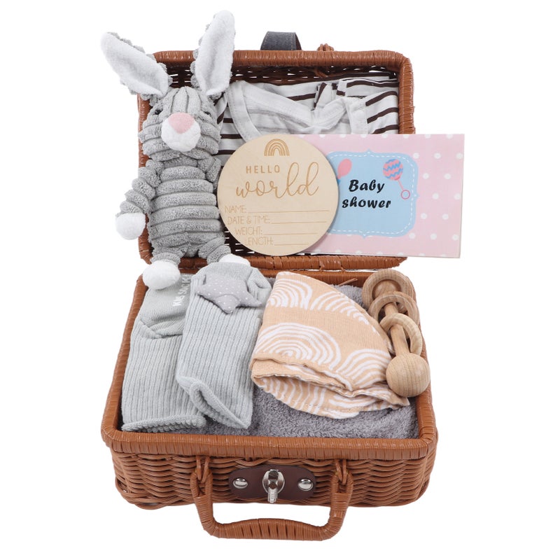 9 In 1 Wooden Rattle Blanket Basket Soothing Relieve Gum Soreness Greeting Card Baby Socks Basket for Newborn - Image 4