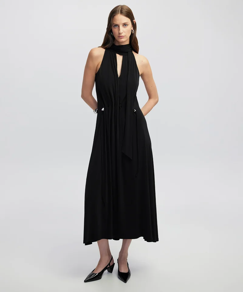 Ipekyol Relaxed Fit Scarf-Effect Dress with Adjustable Waist