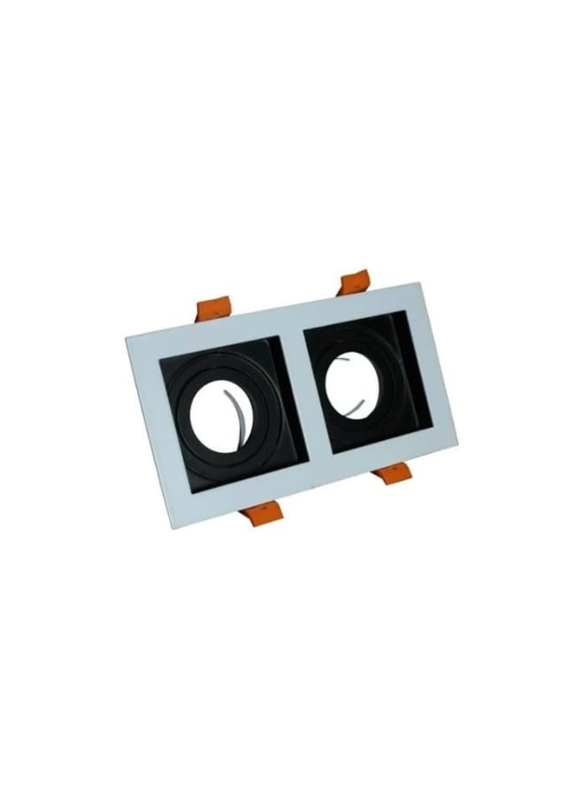 18cm Rectangular Black and White Spotlight Frame Without Bulbs  - Image 1