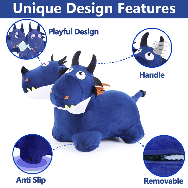 iPlay, iLearn Bouncy Pals Toddler Animal Hopper Toys, Kids Plush Blue Hopping Horse, Inflatable Ride on Dragon W/Pump, Indoor Outdoor Jumper, Birthday Gifts for 18 24 Month 2 3 4 Year Old Boy Girl - Image 3