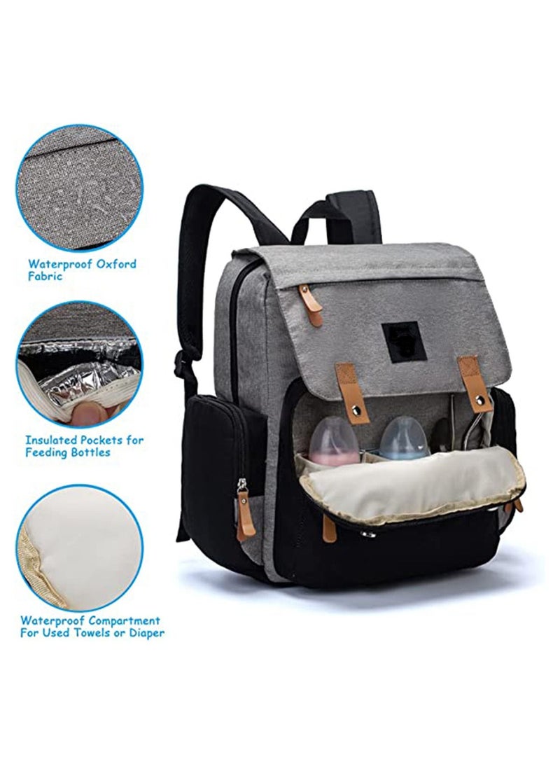 GT-Wheel Diaper Backpack, Waterproof Canvas Baby Bag with Insulated Pockets Stroller Straps Changing Pad  - Image 2