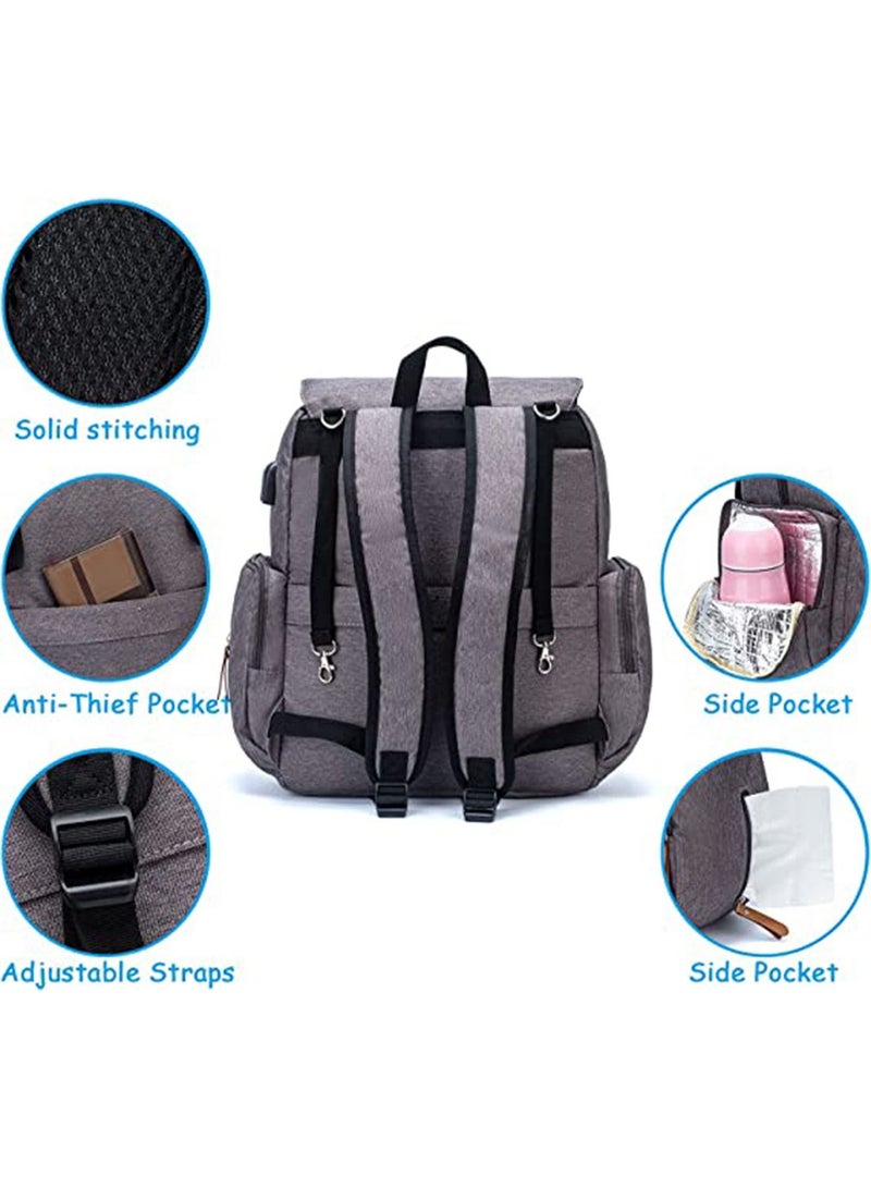 GT-Wheel Diaper Backpack, Waterproof Canvas Baby Bag with Insulated Pockets Stroller Straps Changing Pad  - Image 3